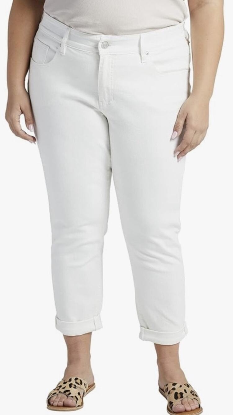 JAG Carter Jeans Size 16W NWT Midrise Girlfriend White Plus Curvy Cotton Stretch